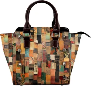 Leather Shoulder Bag for Women, Vintage Studded Purse Ethnic Aztec Crossbody Handbags Punk Hobo Bag with Adjustable Strap