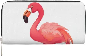 Leather Wallet for Women Long Purse Cartoon Flamingo Womens Wallet Clutch with 8 Credit Card Holder Coin Pocket