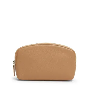 Leatherology Camel Small Makeup Pouch Cosmetic Bag Organizer for Women