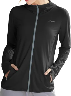 Libin Women's Sun Shirts Full Zip UPF 50  Sun Protection Hoodie Jacket Long Sleeve Hiking Outdoor Performance with Pockets