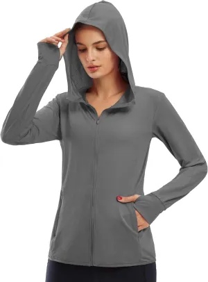 Libin Women's Sun Shirts Full Zip UPF 50  Sun Protection Hoodie Jacket Long Sleeve Hiking Outdoor Performance with Pockets