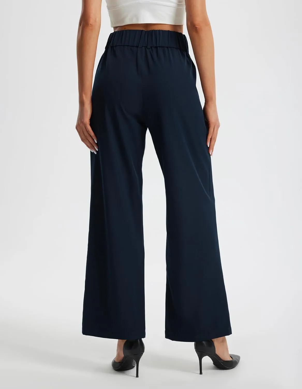 Libin Women's Wide Leg Dress Pants High Waisted Button Pleated Business Work Pants Casual Slacks Trousers with Pockets
