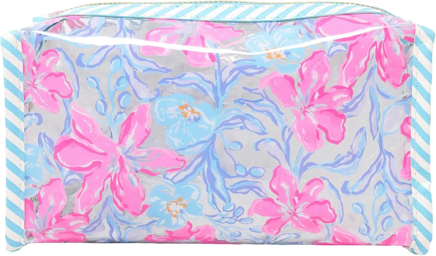 Lilly Pulitzer PVC Zipper Pouch, Cute Pencil Case for Adults, Travel Toiletry Bag, Small Pouch Bag for Supplies, Makeup or Toiletries (Beachside Haven)