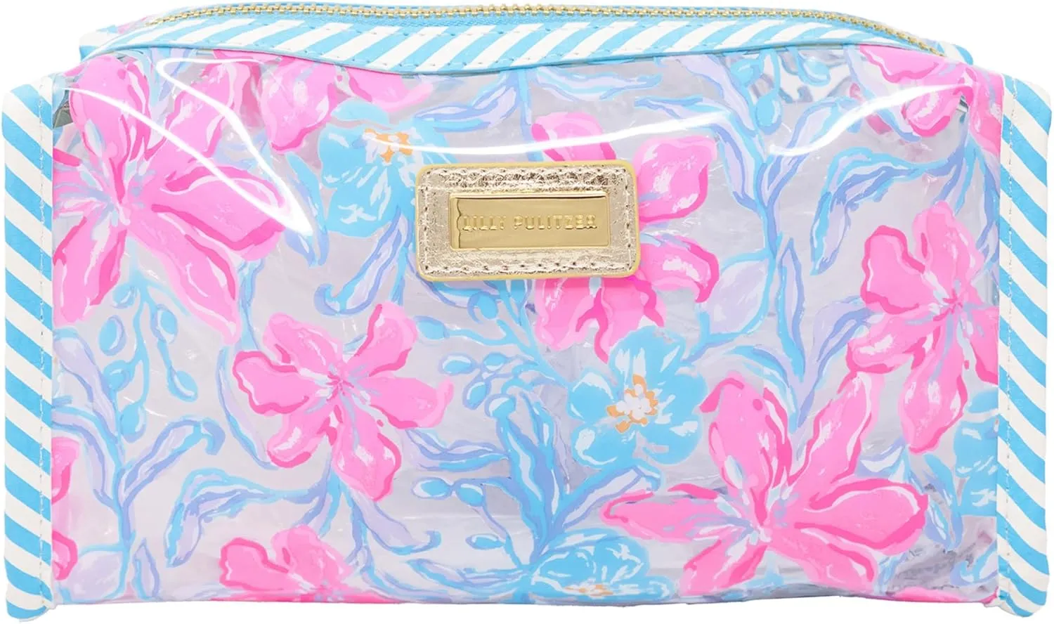 Lilly Pulitzer PVC Zipper Pouch, Cute Pencil Case for Adults, Travel Toiletry Bag, Small Pouch Bag for Supplies, Makeup or Toiletries (Beachside Haven)