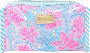 Lilly Pulitzer PVC Zipper Pouch, Cute Pencil Case for Adults, Travel Toiletry Bag, Small Pouch Bag for Supplies, Makeup or Toiletries (Beachside Haven)