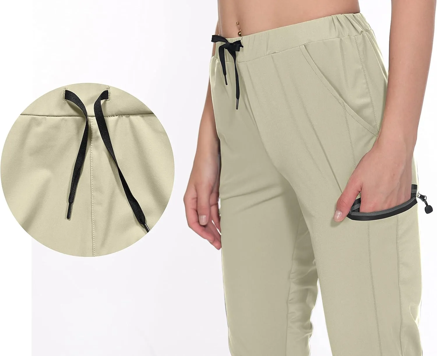 Little Donkey Andy Women's Ultra-Stretch Quick Dry Lightweight Ankle Pants Drawstring Active Travel Hiking