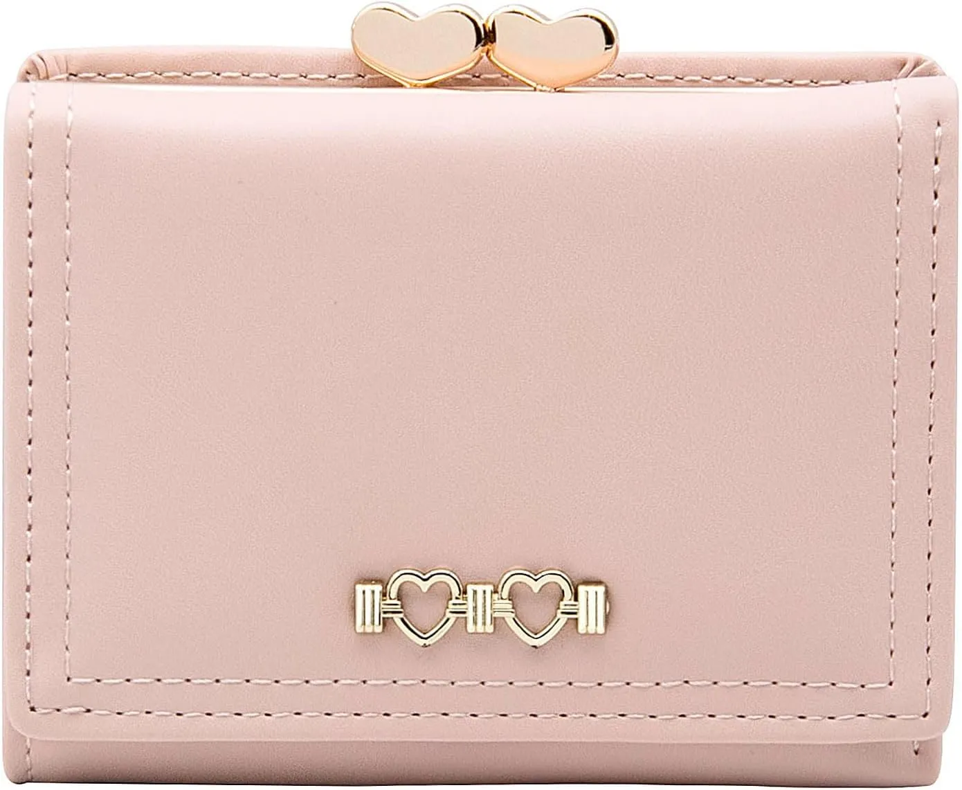 LJCZKA Wallet for Women Cute Wallet Card Holder for Girls Small Trifold RFID Blocking Wallet Zipper Leather Short Purse (Pink)