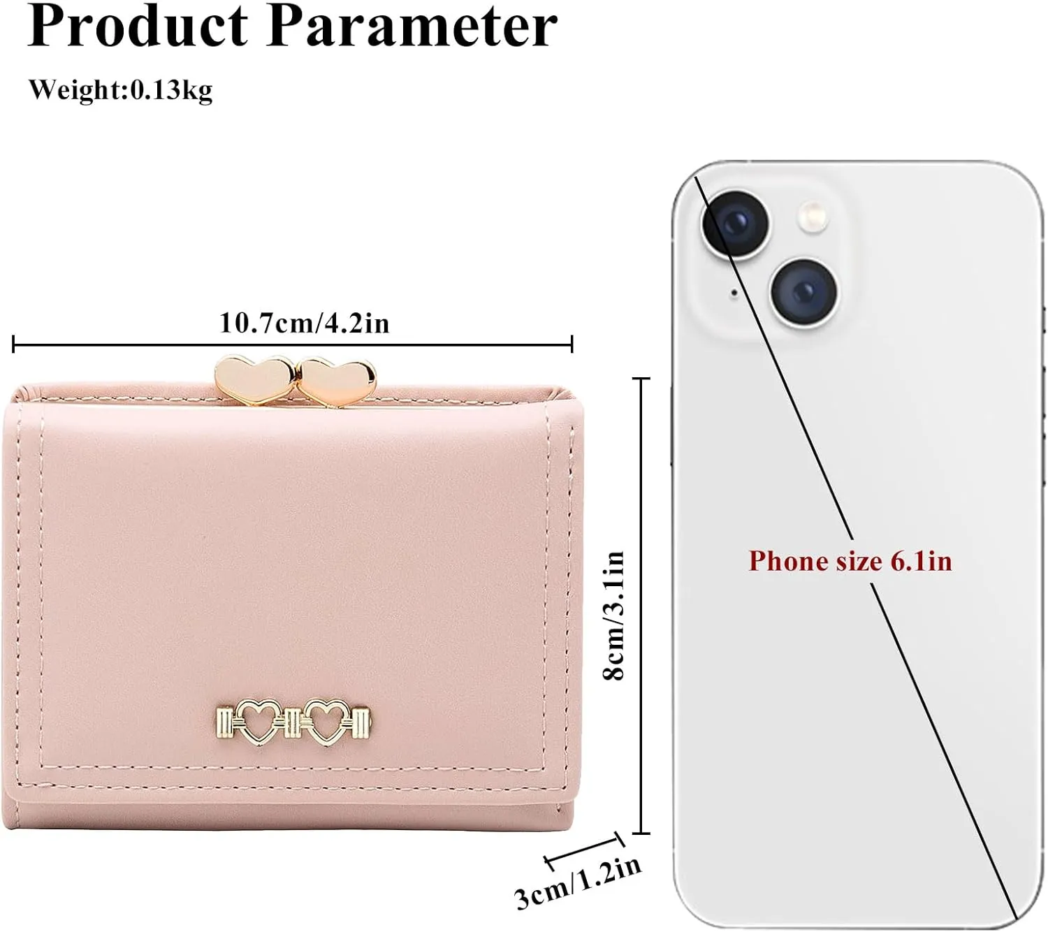 LJCZKA Wallet for Women Cute Wallet Card Holder for Girls Small Trifold RFID Blocking Wallet Zipper Leather Short Purse (Pink)