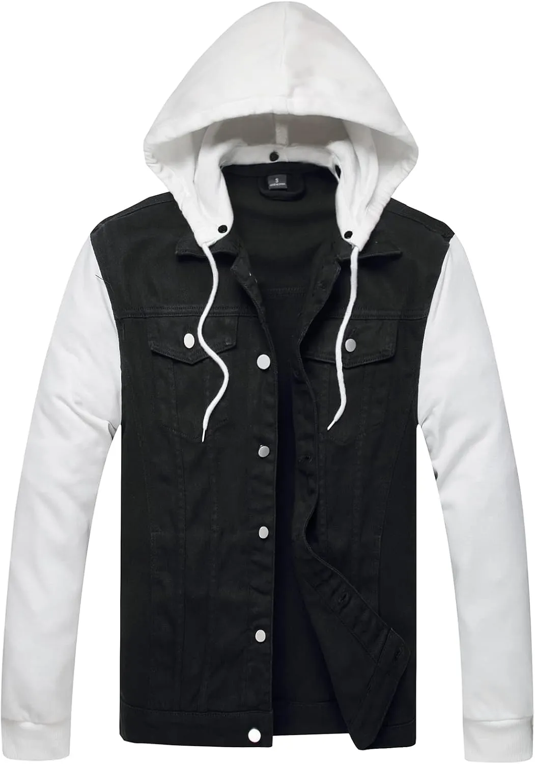 LZLER Hoodie Jean Jacket for Men,Casual Slim Fit Men's Denim Jacket with Hood