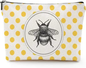 Makeup Bag Cosmetic Travel Makeup Bag Organizer Waterproof Makeup Pouch with Zipper Storage Cosmetic Pouch for Women 7x10in - Bee