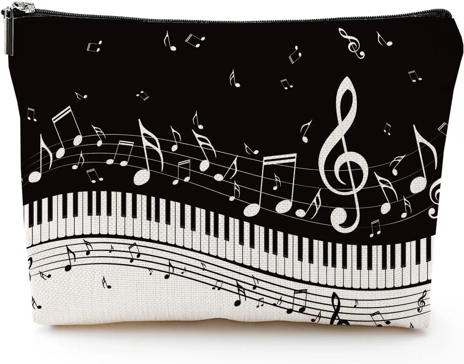 Makeup Bag for Women Travel Makeup Bag Large Cosmetic Bag Zipper Pouch Toiletry Bags Makeup Organizer Bag 7X10in - Piano Notes