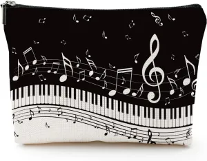 Makeup Bag for Women Travel Makeup Bag Large Cosmetic Bag Zipper Pouch Toiletry Bags Makeup Organizer Bag 7X10in - Piano Notes