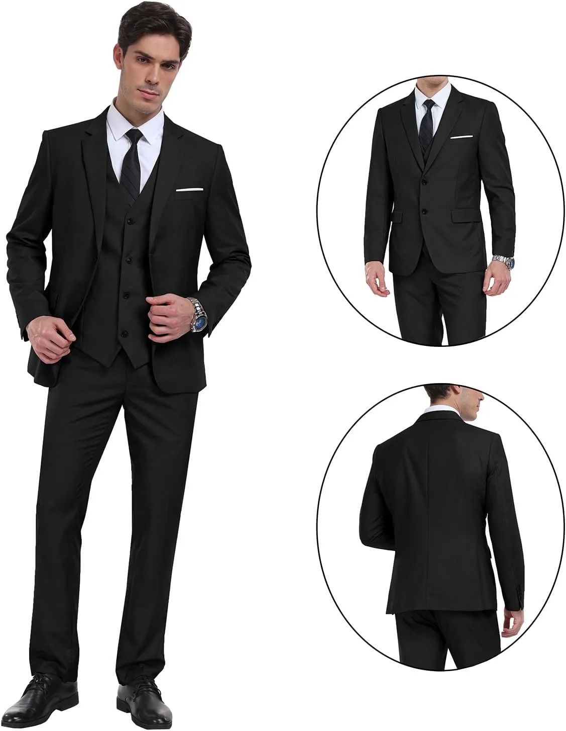 Men Suits 3 Pieces Set Slim Fit Wedding Suit Groomsmen Prom Suit Tuxedo Business Formal Casual Groom Suit Jacket Blazer Pants