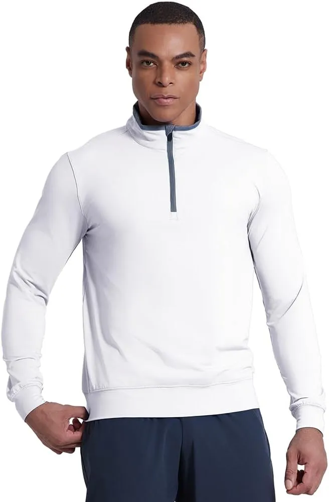 Men's 1/4 Zip Pullover UPF 50  Long Sleeve Golf Shirts Sun Protection Quick-Dry Athletic Sports Pullover Tops