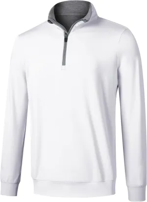 Men's 1/4 Zip Pullover UPF 50  Long Sleeve Golf Shirts Sun Protection Quick-Dry Athletic Sports Pullover Tops