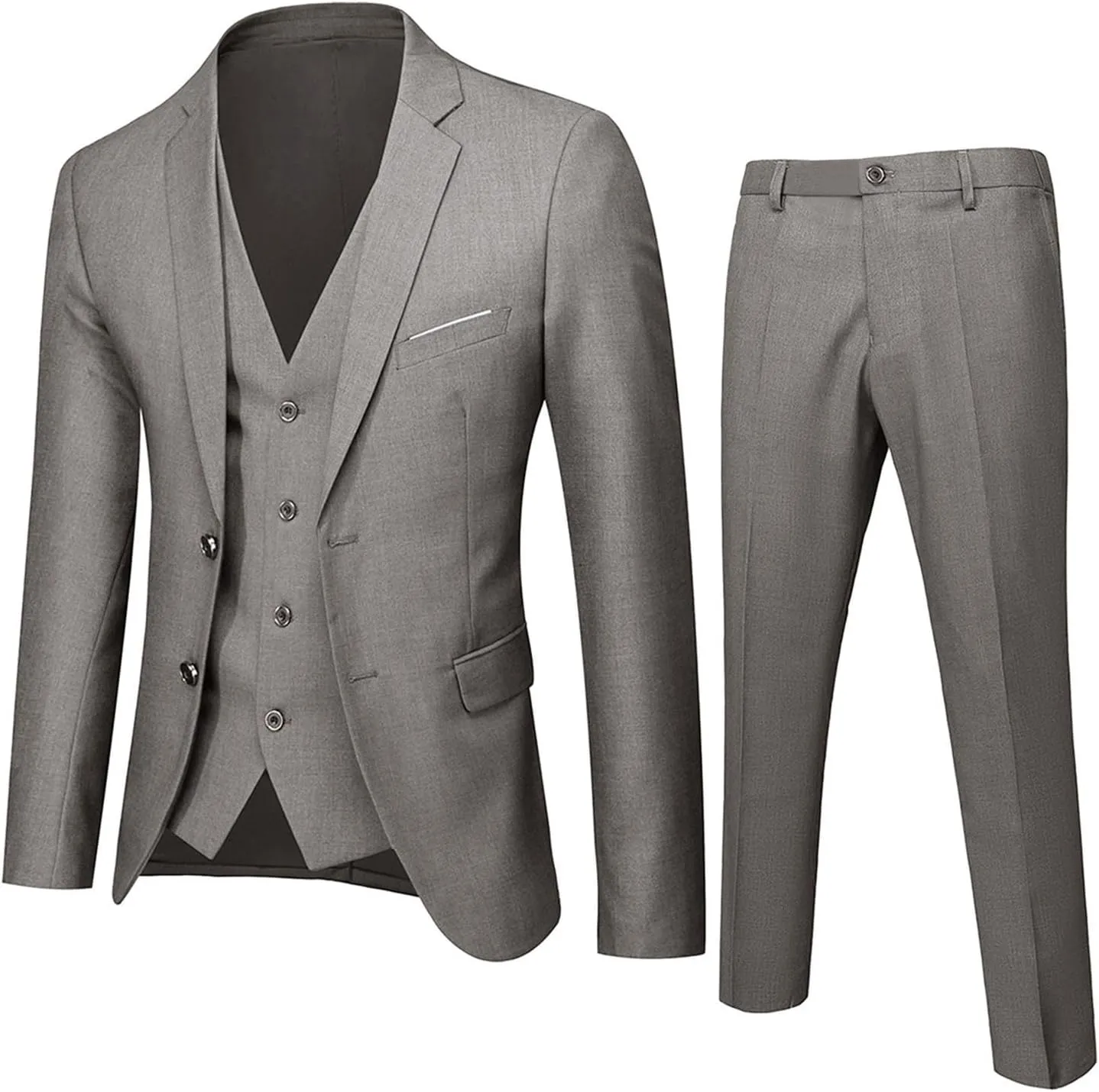 Mens 3 Piece Slim Fit Solid Color Jacket Wedding Formal Prom Suit Blazer Jacket Vest Pants Mens Suits Big and Tall