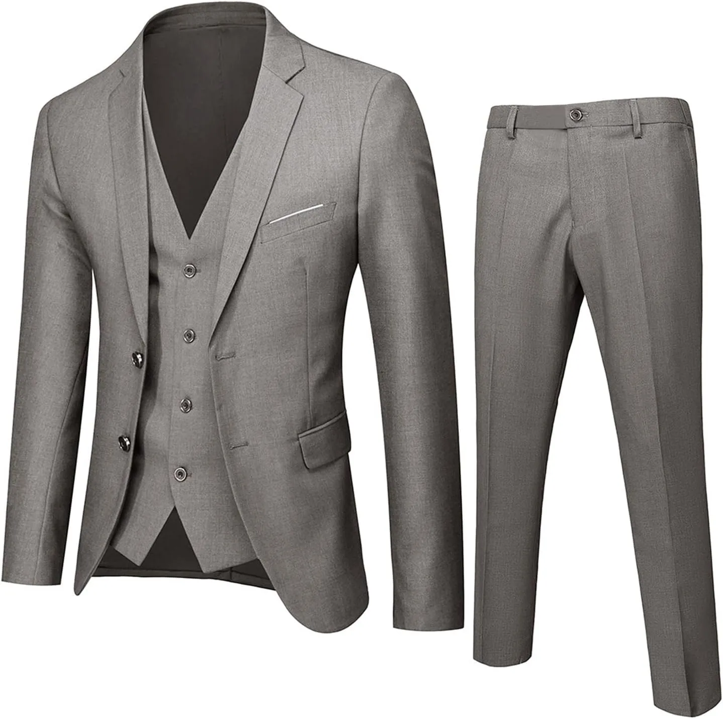 Mens 3 Piece Slim Fit Solid Color Jacket Wedding Formal Prom Suit Blazer Jacket Vest Pants Mens Suits Big and Tall