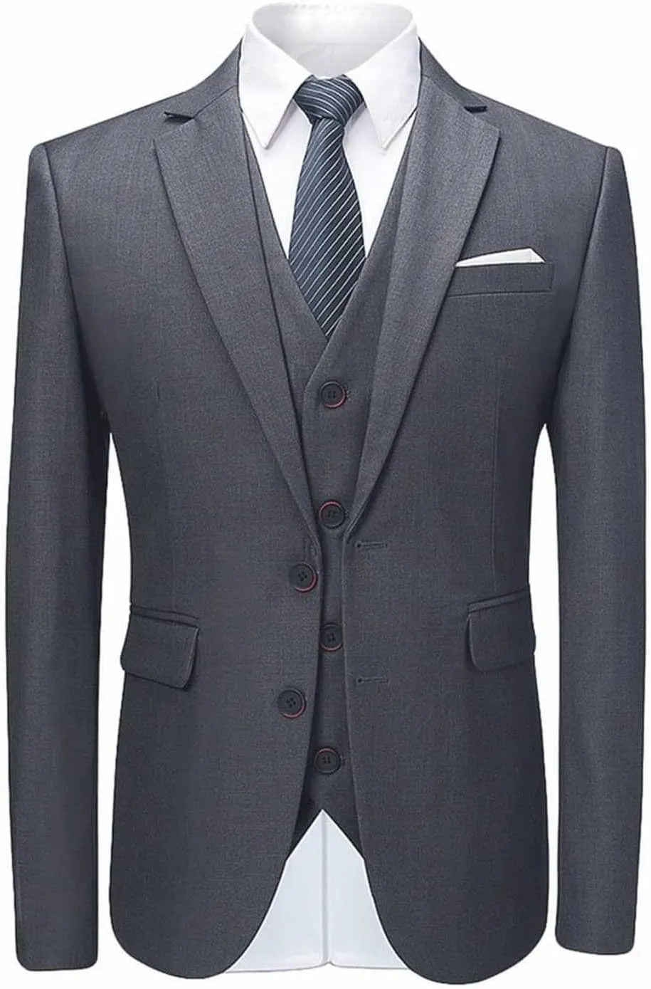 Mens 3 Piece Suit Dress Big and Tall Suit Slim Fit Balzer Jacket & Vest & Pants Set for Wedding Formal Prom Business
