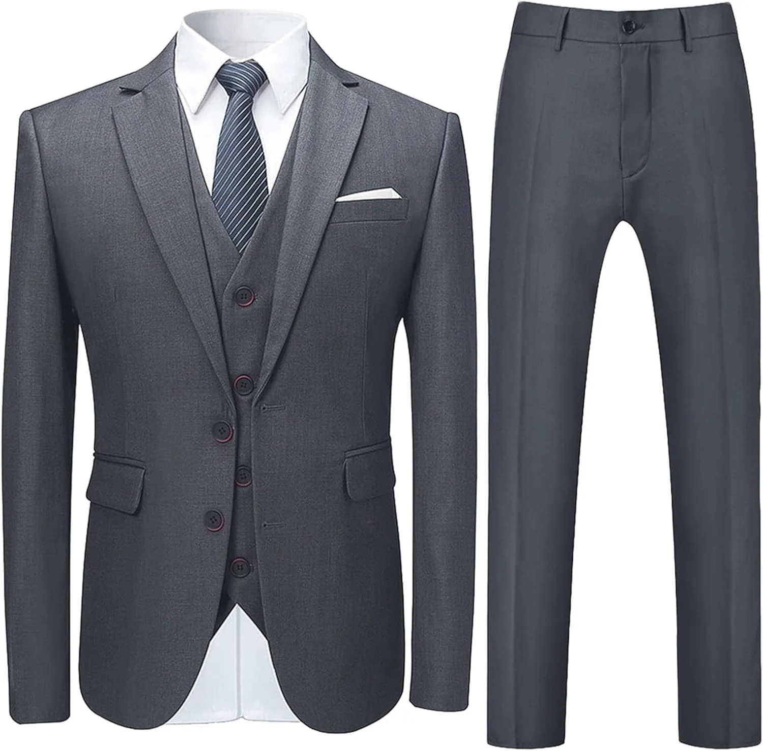 Mens 3 Piece Suit Dress Big and Tall Suit Slim Fit Balzer Jacket & Vest & Pants Set for Wedding Formal Prom Business