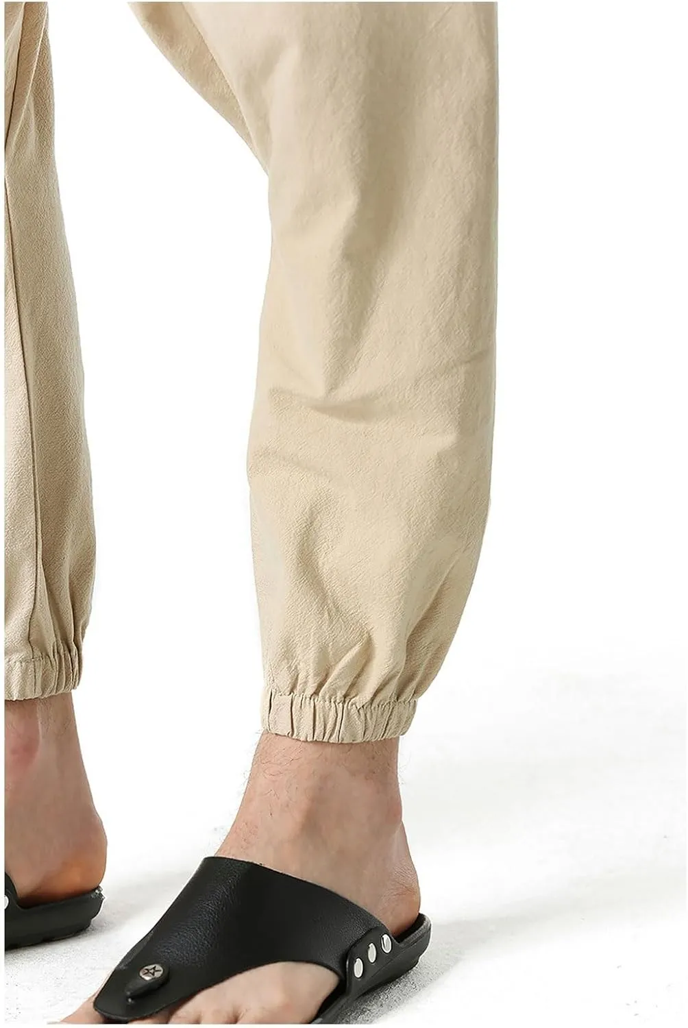 Mens Baggy Harem Pants Drawstring Waist Hippie Anime Pant Solid Color Casual Drop Crotch Wide Leg Trousers