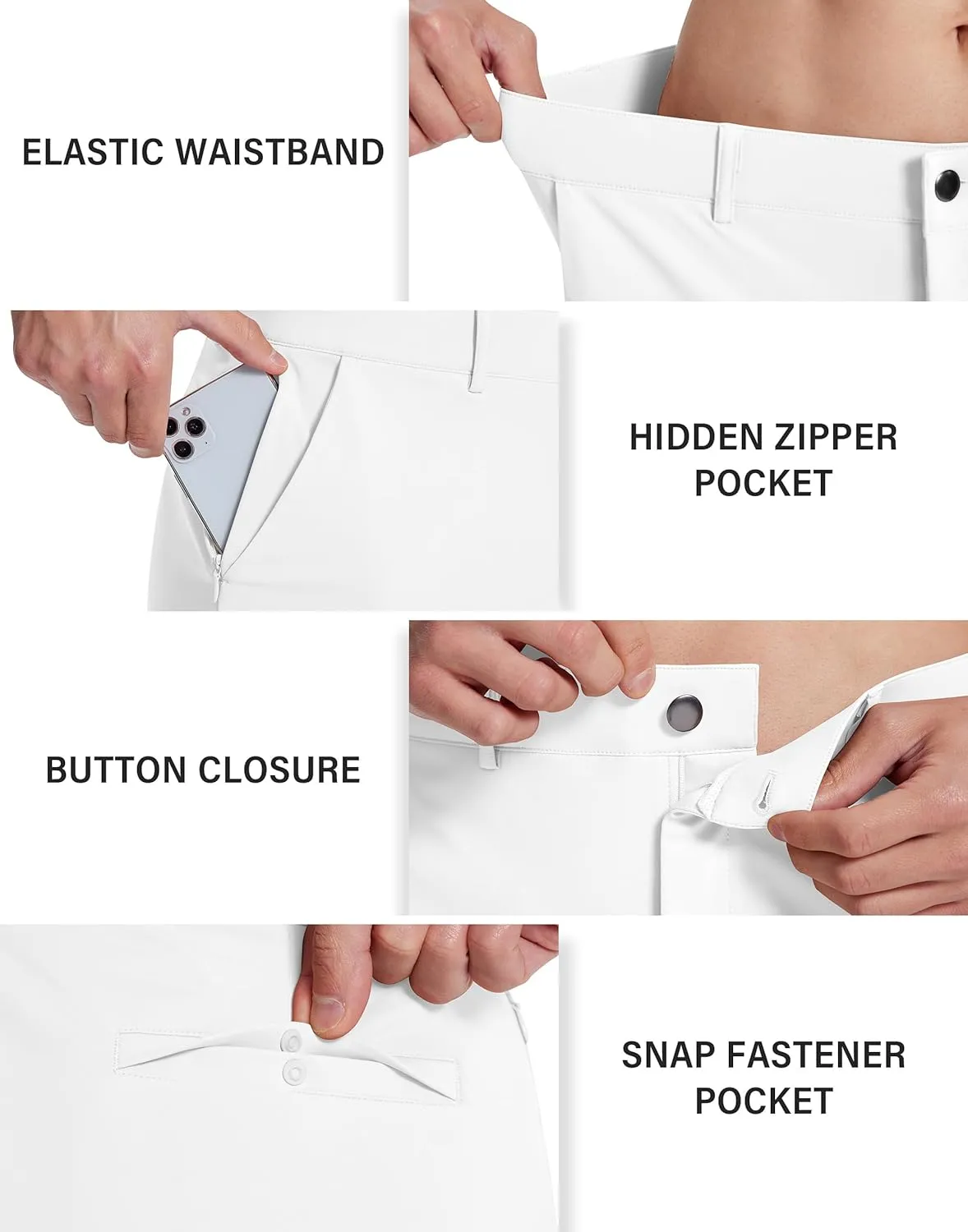 Mens Golf Dress Pants with 5 Pockets Slim Fit Stretch Lightweight Chino Trousers for Casual Work Travel