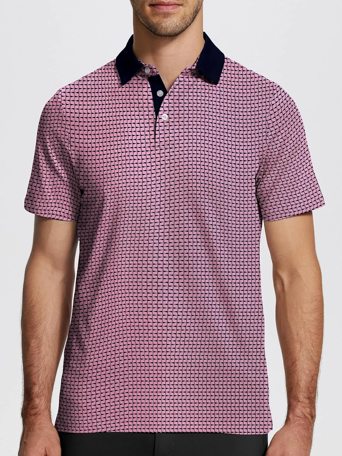 Mens Golf Shirt Short Sleeve Funny Print Golf Polo Shirts for Men Lightweight Dry Fit Quick Dry Collared Golf Polos