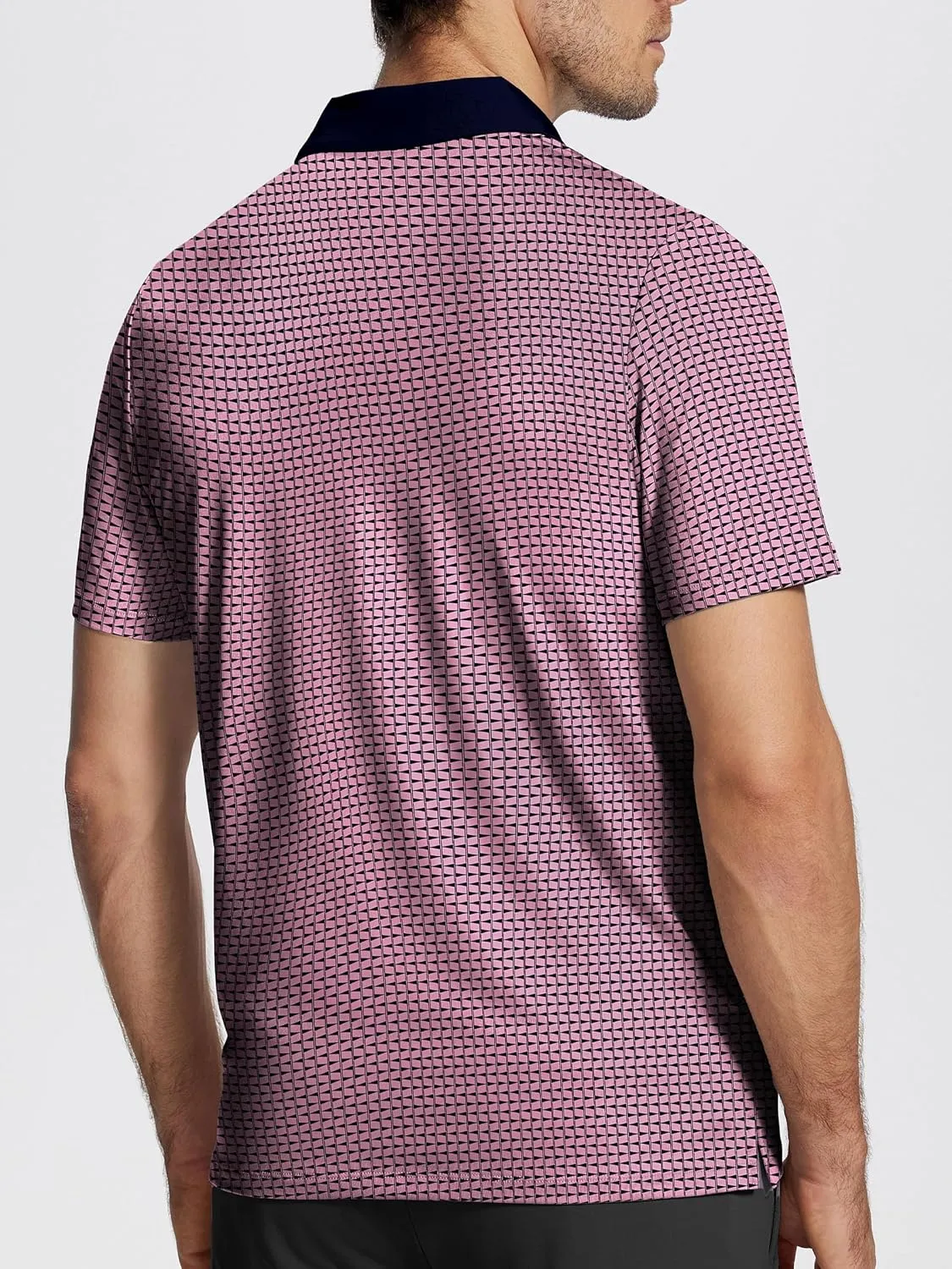Mens Golf Shirt Short Sleeve Funny Print Golf Polo Shirts for Men Lightweight Dry Fit Quick Dry Collared Golf Polos