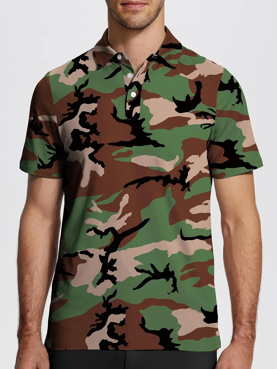Mens Golf Shirt Short Sleeve Funny Print Golf Polo Shirts for Men Lightweight Dry Fit Quick Dry Collared Golf Polos