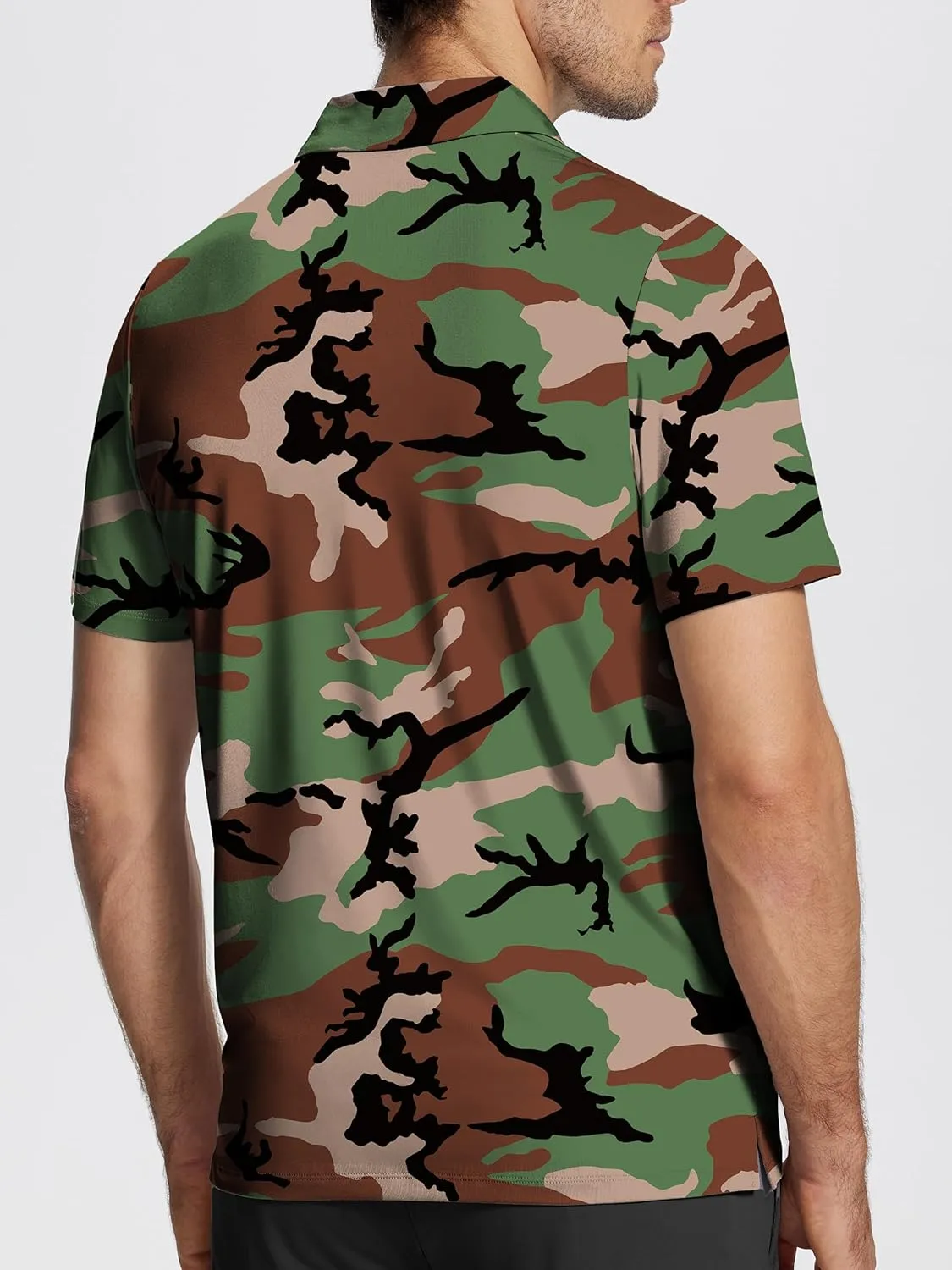 Mens Golf Shirt Short Sleeve Funny Print Golf Polo Shirts for Men Lightweight Dry Fit Quick Dry Collared Golf Polos