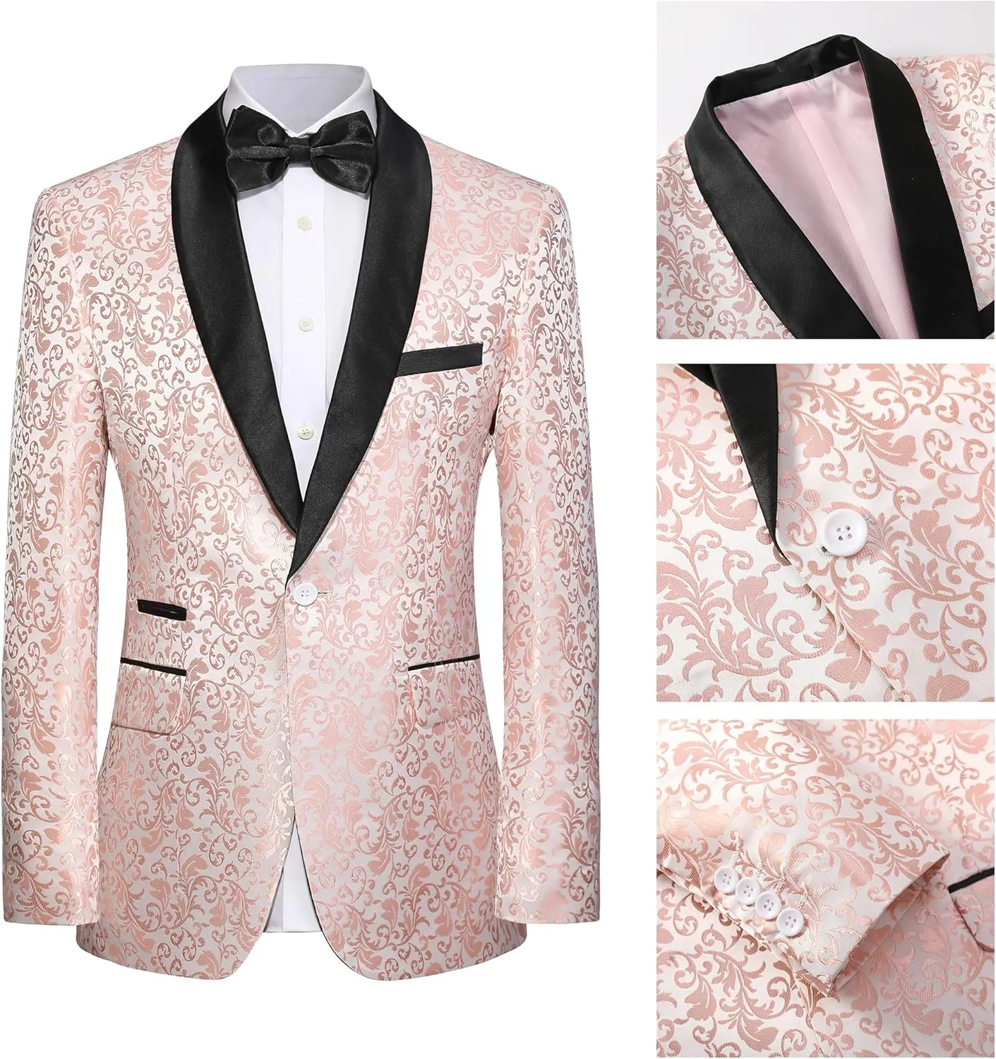 Mens Suit Set 2 Piece Floral Suits for Men Wedding Tuxedo Prom Party Dinner Jacket and Pants