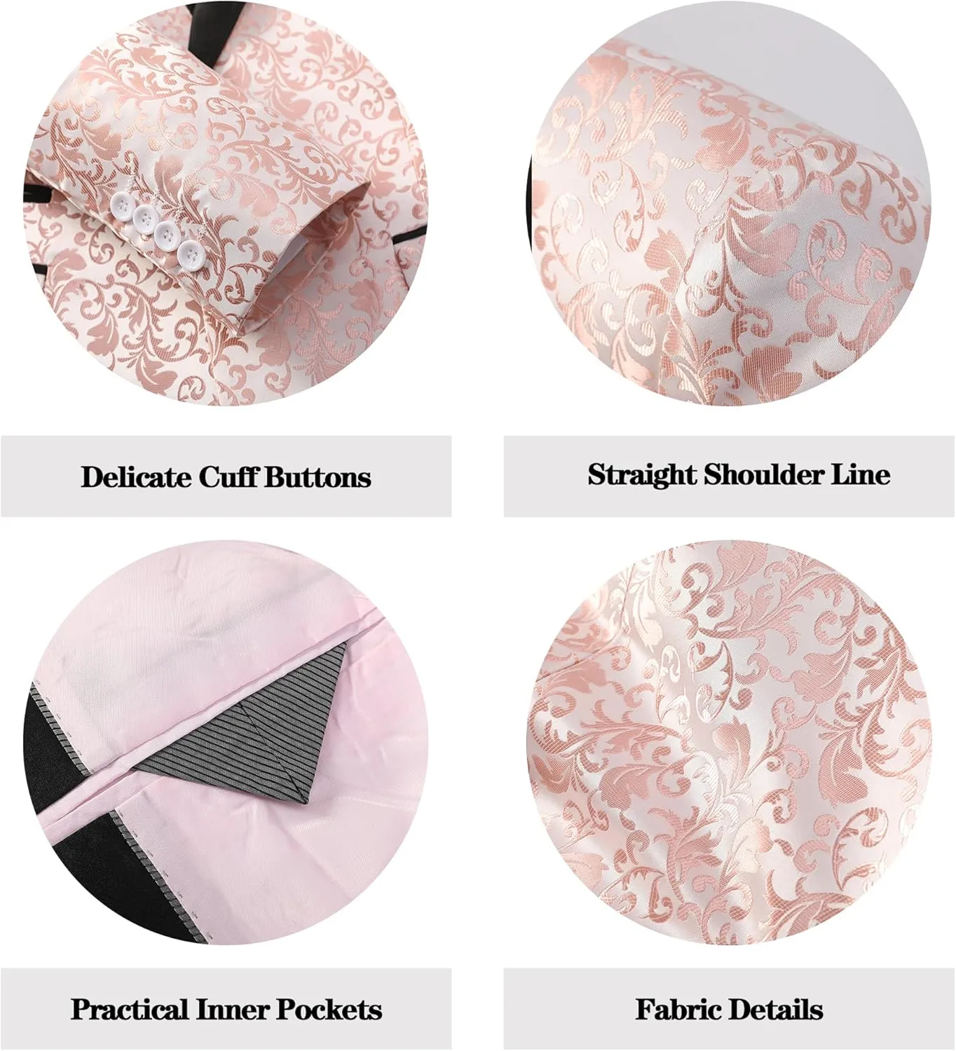 Mens Suit Set 2 Piece Floral Suits for Men Wedding Tuxedo Prom Party Dinner Jacket and Pants