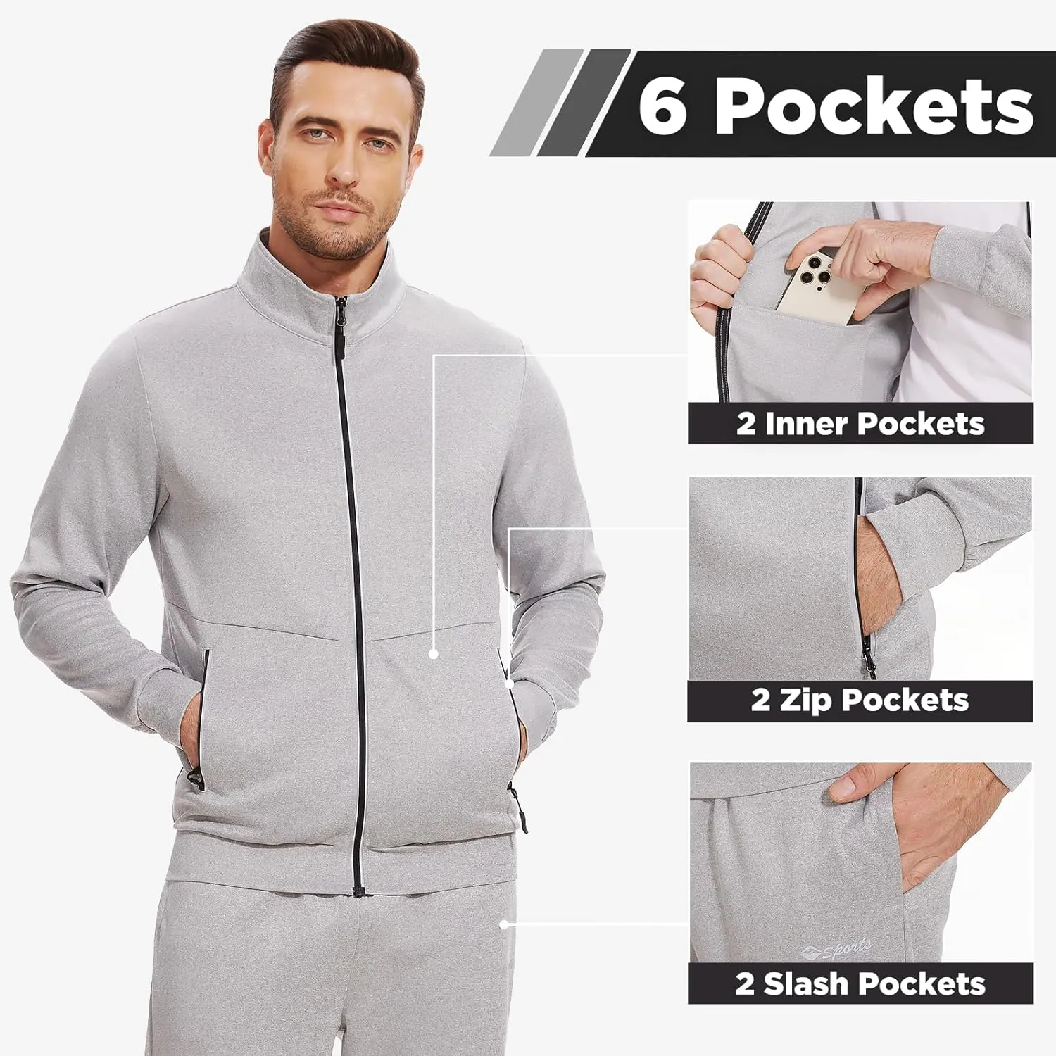 Men's Tracksuits Sweatsuits for Men Track Suits 2 Piece Set Casual Running Jogging Warm Up Full Zip Sweat Suits