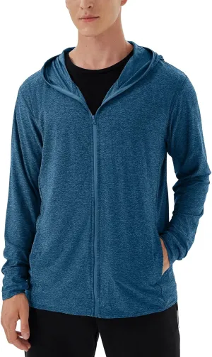 Mens UPF 50  UV Full Zip Sun Protection Hoodie Jacket With Thumb holes Cooling Lightweight Fishing Hiking Cooling Shirts men