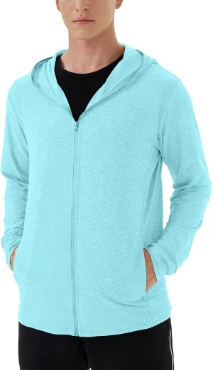 Mens UPF 50  UV Full Zip Sun Protection Hoodie Jacket With Thumb holes Cooling Lightweight Fishing Hiking Cooling Shirts men