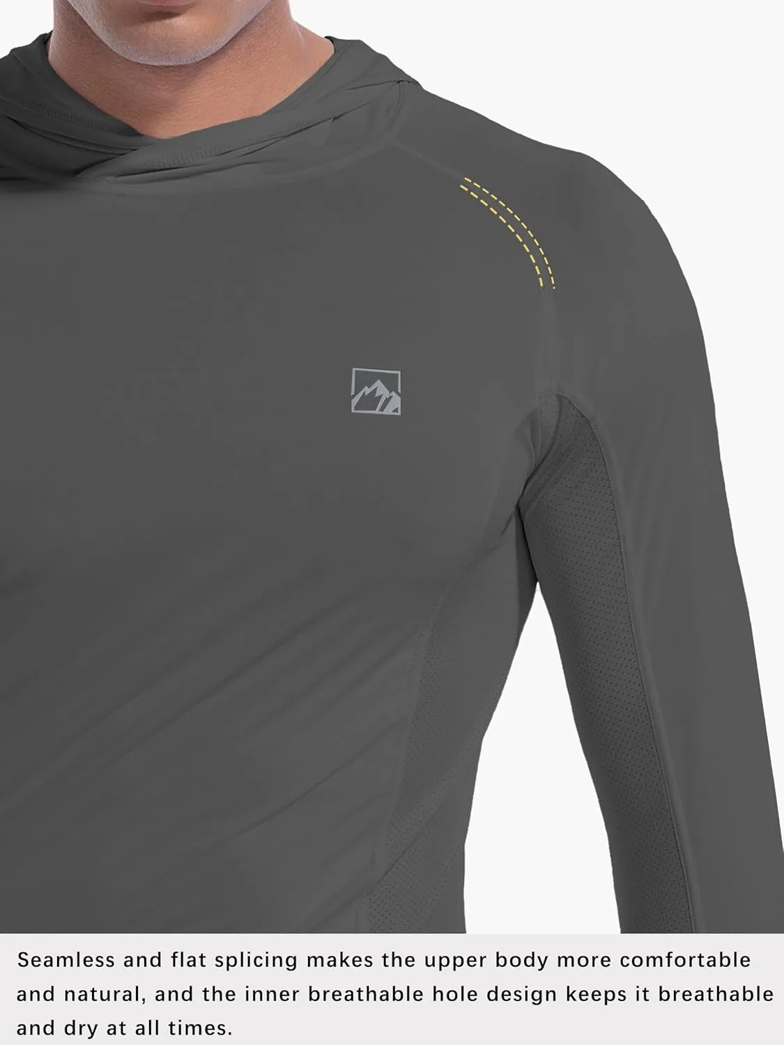 Men's UPF50  Hoodie Shirts Rash Guard Long Sleeve UV Sun Protection Lightweight Quick Dry SPF Fishing Athletic Running Swim