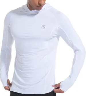 Men's UPF50  Hoodie Shirts Rash Guard Long Sleeve UV Sun Protection Lightweight Quick Dry SPF Fishing Athletic Running Swim