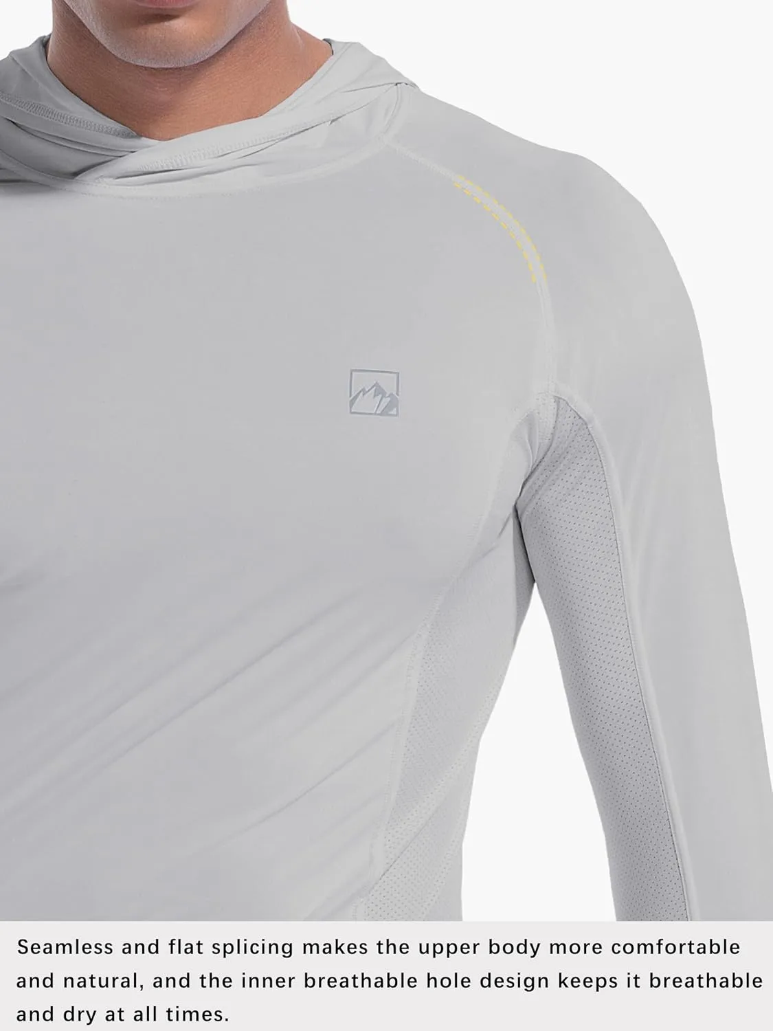 Men's UPF50  Hoodie Shirts Rash Guard Long Sleeve UV Sun Protection Lightweight Quick Dry SPF Fishing Athletic Running Swim