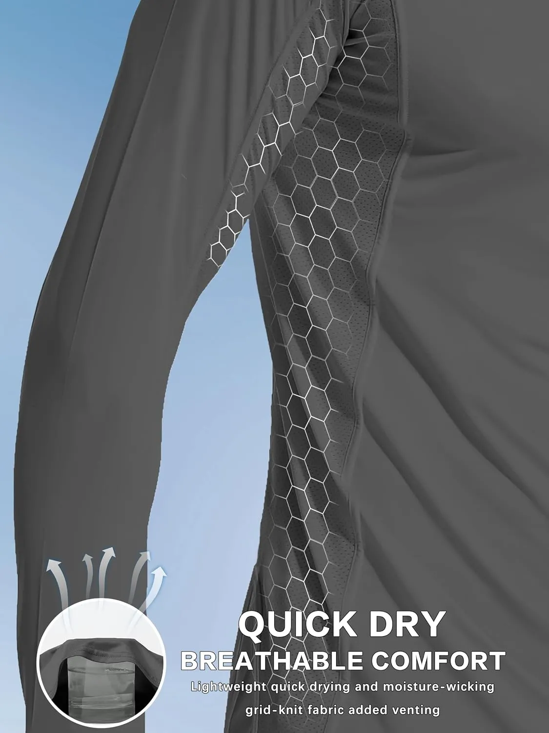 Men's UPF50  Hoodie Shirts Rash Guard Long Sleeve UV Sun Protection Lightweight Quick Dry SPF Fishing Athletic Running Swim
