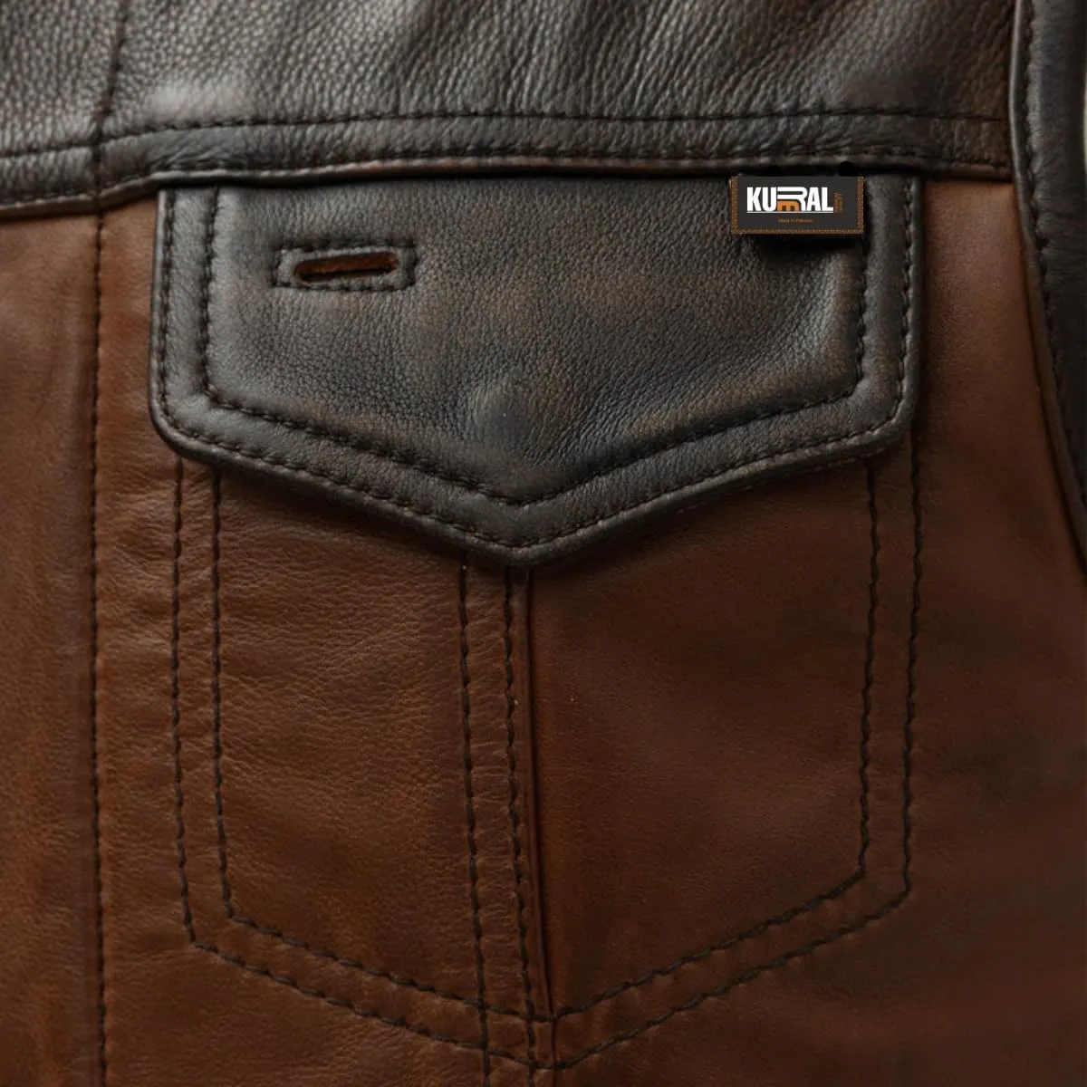 Mens Western Style Leather Vest - Lowside Gunner Mens Motorcycle Leather Vest - Men's Casual Leather Vest for Men