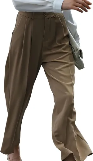 MGWDT Womens Dress Pants Fall Fashion 2024 Wide Leg Pants Casual for Work High Elastic Waisted Fall Season Trousers