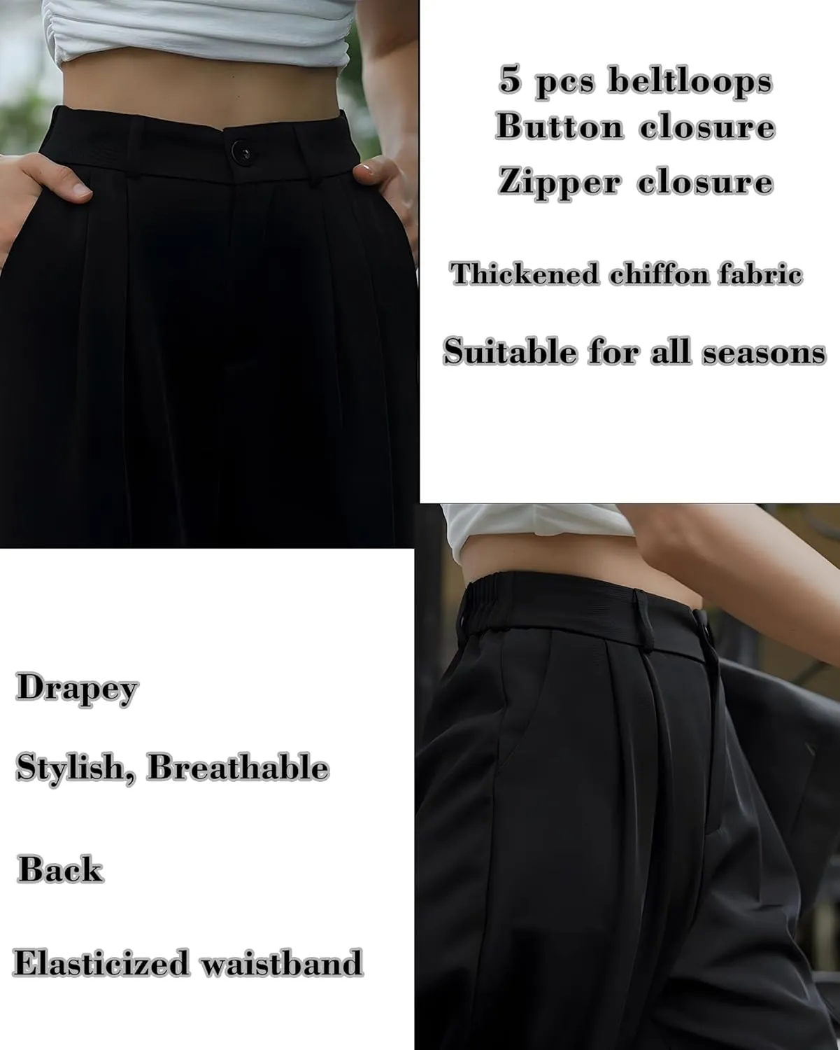 MGWDT Womens Dress Pants Fall Fashion 2024 Wide Leg Pants Casual for Work High Elastic Waisted Fall Season Trousers
