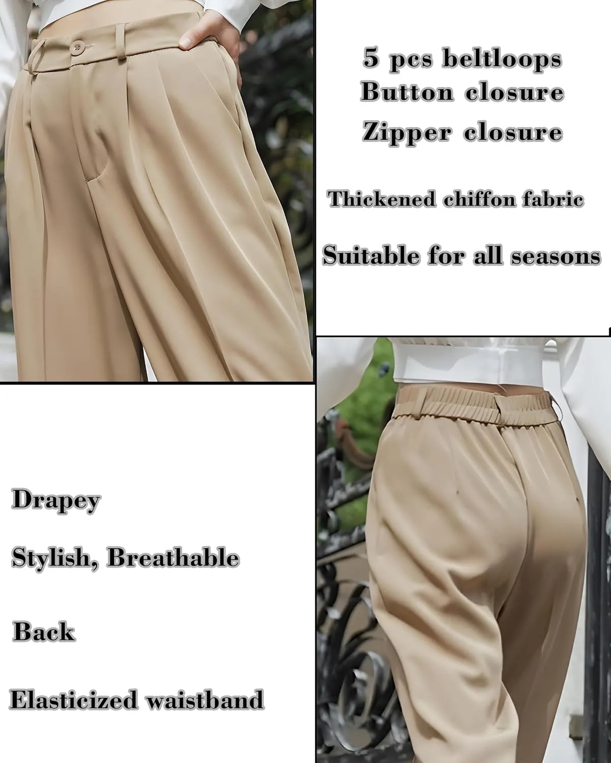 MGWDT Womens Dress Pants Fall Fashion 2024 Wide Leg Pants Casual for Work High Elastic Waisted Fall Season Trousers
