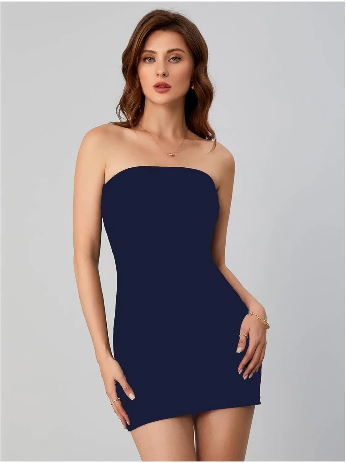 Milumia Women's Petite Cut Out Back Bodycon Tube Dress Strapless Mini Pencil Dresses