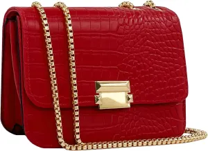 Mini Crocodile Pattern Shoulder Bags for Women with Chain Strap,Small Purses for Women with Flap Closure