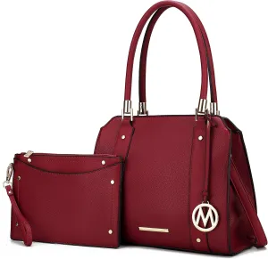 MKF Collection Crossbody Shoulder Handbag with wristlet for Women, Vegan Leather Top-Handle Satchel Purse bag