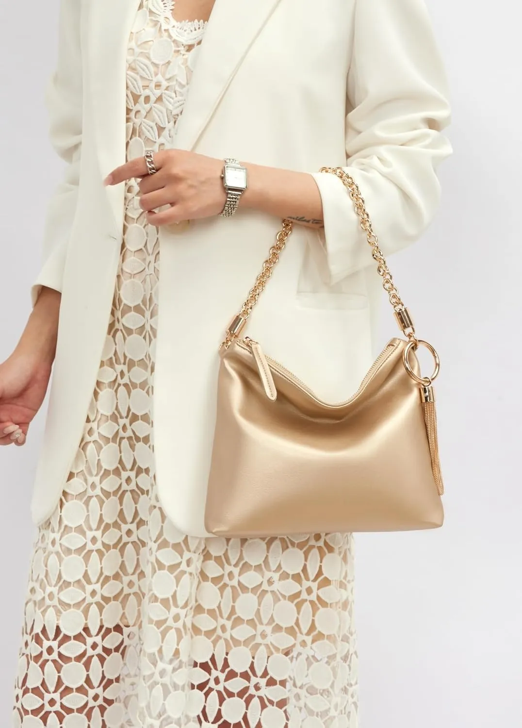 MKF Collection Shoulder Bag for Women, Vegan Leather Handbag Top-Handle Hobo Bag Purse Chain Strap By Mia K