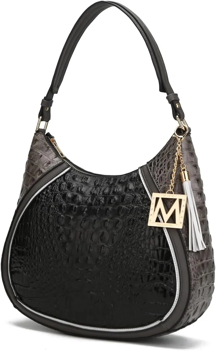 MKF-X589CRC Nayra Embossed Hobo Bag Black