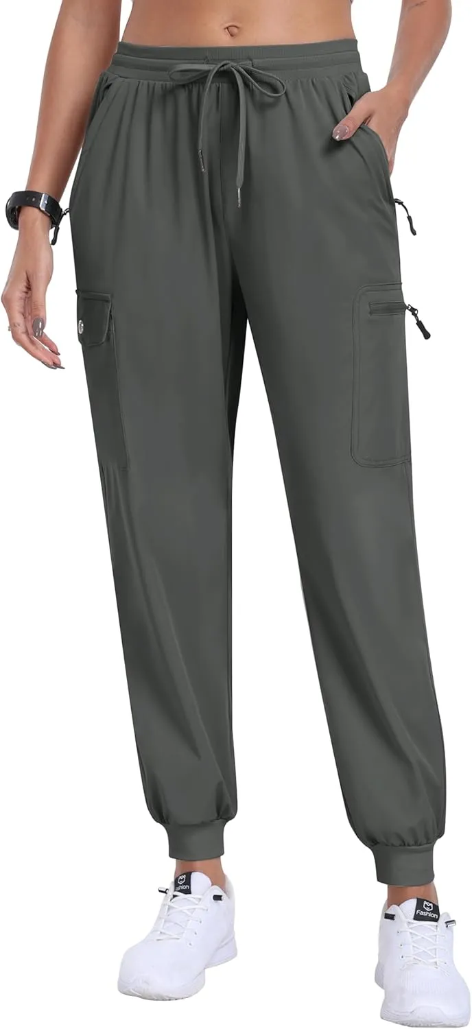 MoFiz Women's Cargo Pants with Pockets Lightweight Quick Dry Outdoor Travel Hiking Pants Running Joggers Sweatpants