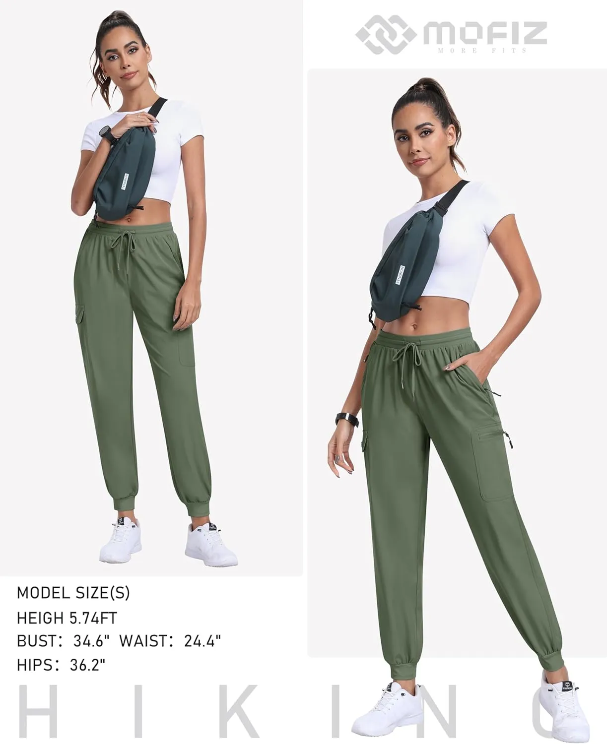 MoFiz Women's Cargo Pants with Pockets Lightweight Quick Dry Outdoor Travel Hiking Pants Running Joggers Sweatpants