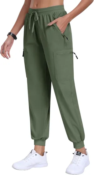 MoFiz Women's Cargo Pants with Pockets Lightweight Quick Dry Outdoor Travel Hiking Pants Running Joggers Sweatpants